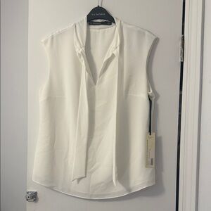 Iris Setlakwe White Sleeveless Tie-Neck Blouse